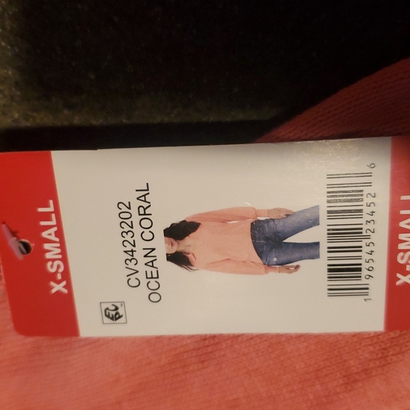 Vince Camuto Vneck Ocean Coral Collared Long Slv‎ Sz. XS Sweater - Picture 3 of 15